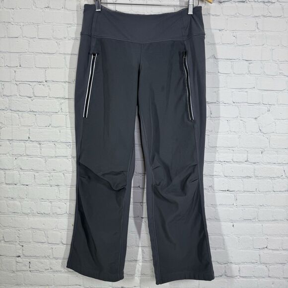 Lululemon Run Free Pants Women Size 8 Gray Pockets Coal Heathered Mid Rise Cozy - Picture 1 of 14